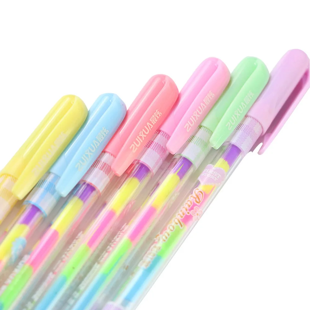 Umitive 1pcs 0.8 mm Rainbow Gel Pen Creative Stationery Bullet Tip Pen For Signature Painting Drawing Office School Supplies