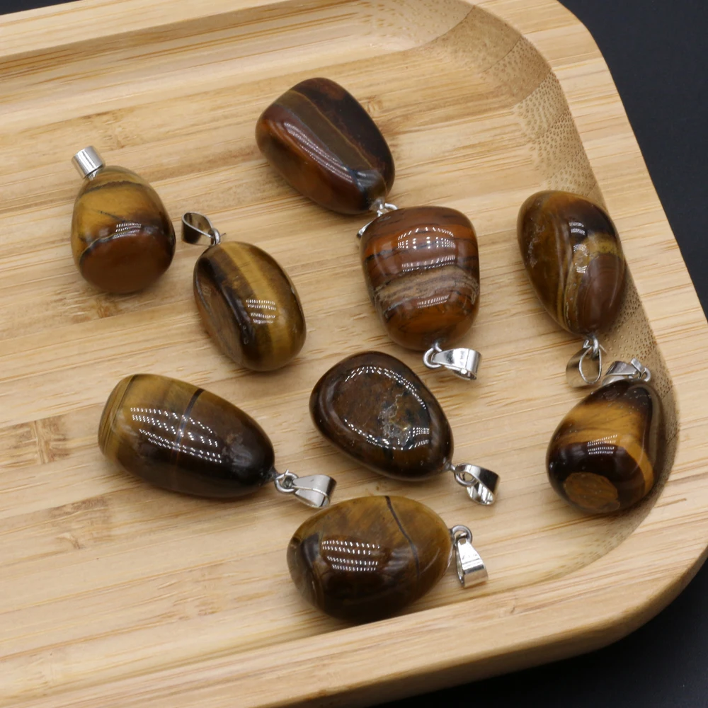 Natural Gem Tiger Eye Stone Irregular Shape Pendant Handmade Crafts DIY Charm Necklace Jewelry Accessories Exquisite Gift Making - Image 4
