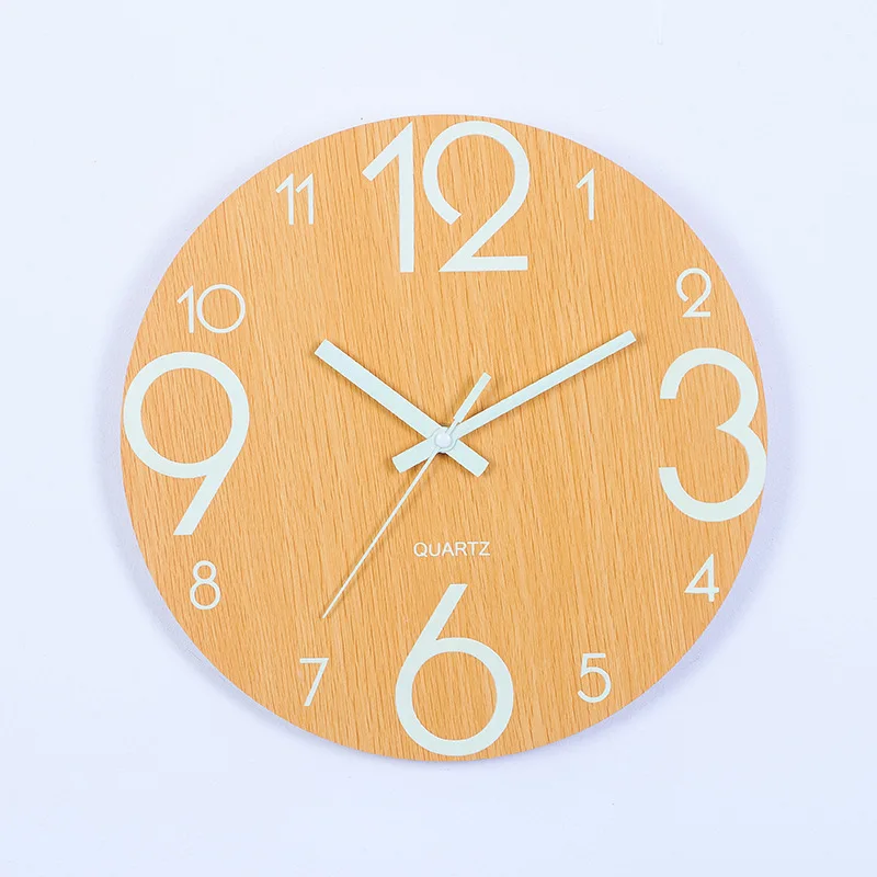 

Luminous Number Wall Clock In Wall 3D Wooden Art Home Decor Luminous Hanging Watch Quiet Dark Glowing Wall Clocks Modern Watches