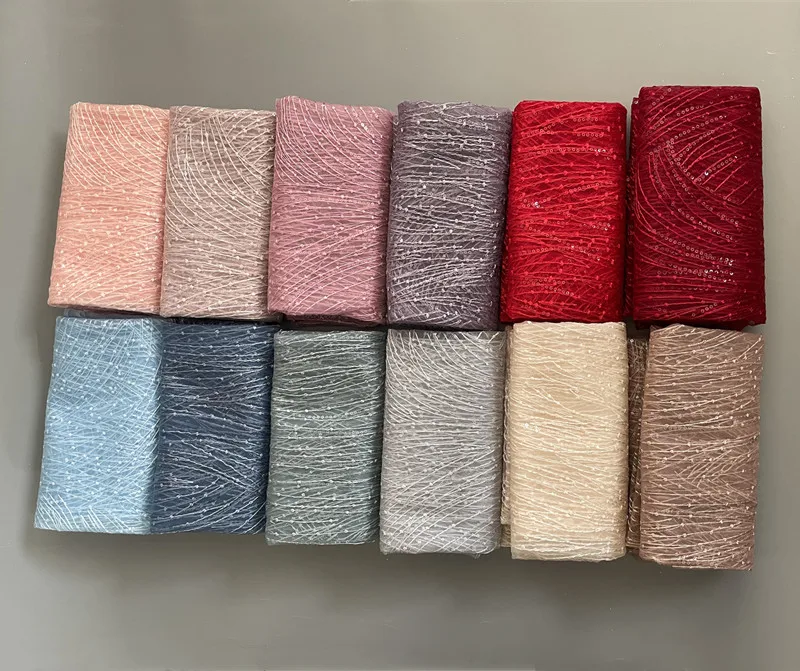 Braut-Pailletten-Spitzenstoff, Gold und Silber, mehrfarbig, optional, elfenbeinweißer Hochzeitskleid-Stoff RS2971 – Detail 2
