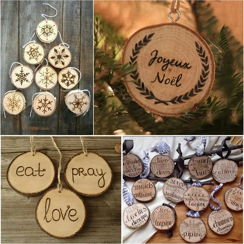 100Pcs Tree Bark Log Discs Pine Tree Double-sided Natural Round Tree DIY Handmade Home Decoration Photograghy Props