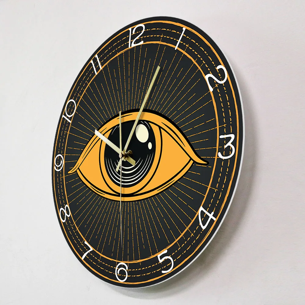 Occult Symbol Masonic Eye Abstract Silent Non-ticking Wall Clock All Seeing Eye lluminati Mystical Home Decor Hanging Wall Clock