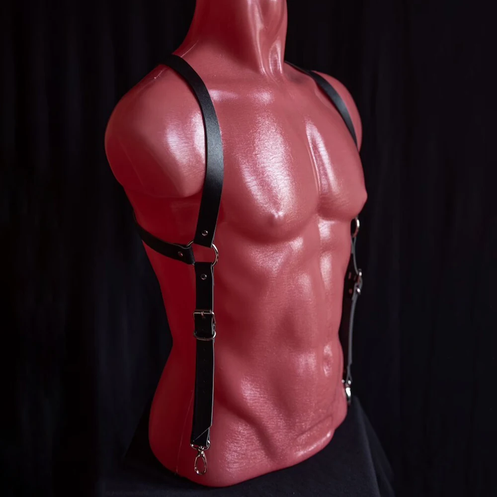 Erotic Men Leather Harness Lingerie Tops Fetish Male Clothes BDSM Body Chest Harness Belts Suspenders Gothic Punk Gay Costumes