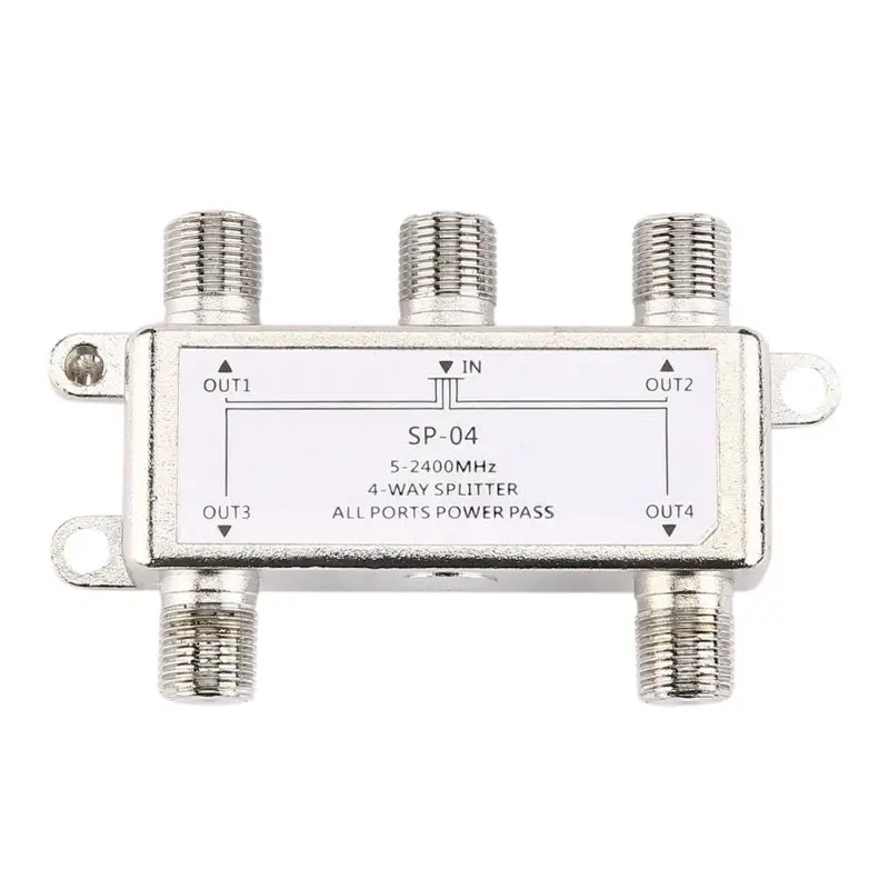 5-2400MHz 4 Way Digital Coax Cable Splitter 4 Channel Satellite/Antenna TV Signal Distributor Receiver for SATV/CATV