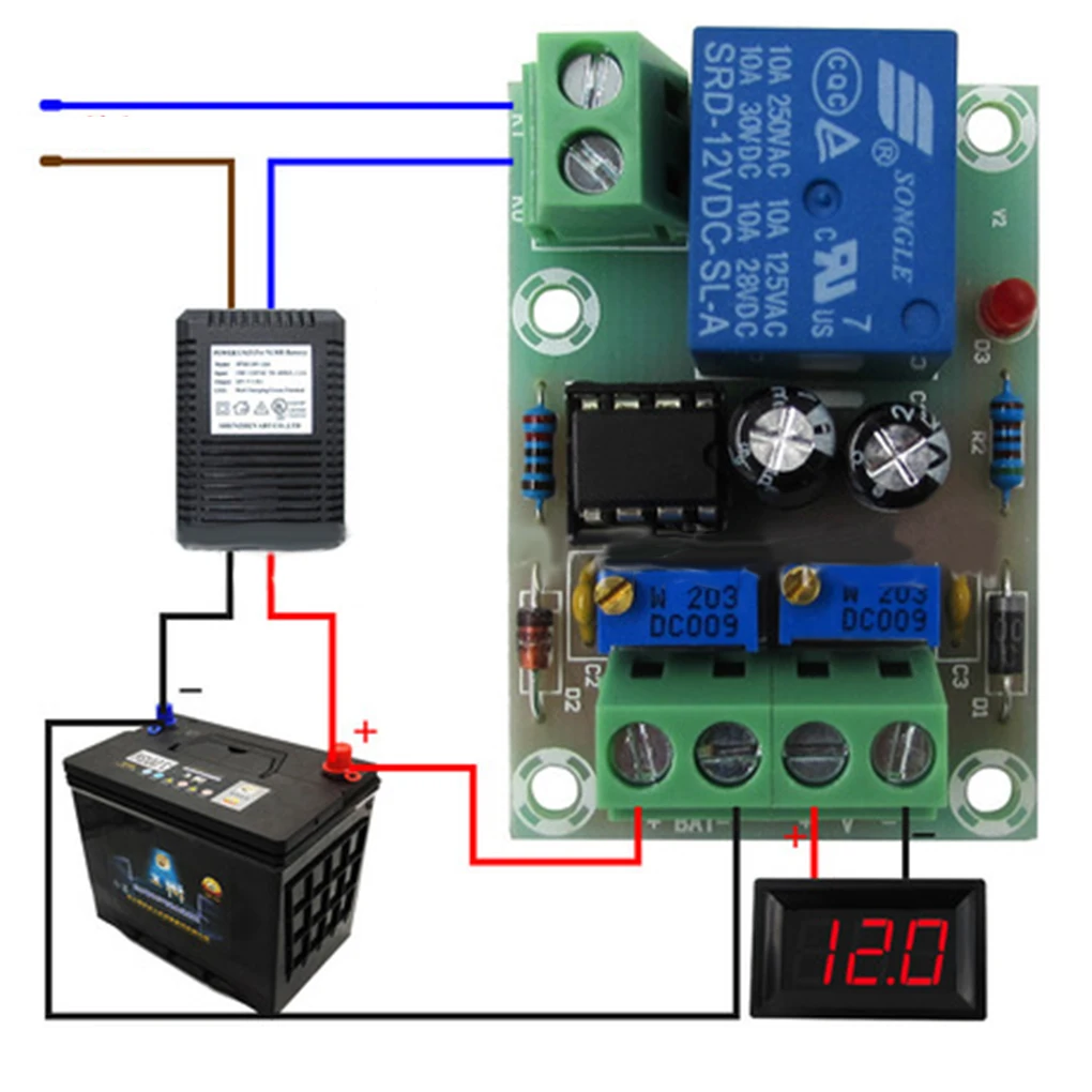 XH-M601 Battery Charging Control Board 12V Intelligent Charger Power Supply Control Module Panel Automatic Charging/Stop Switch