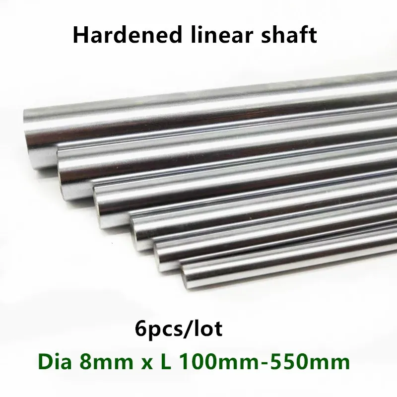 

6pcs linear shaft rod Dia 8mm x length 150 200 250 300 330 350 400 450 500 550 mm Cylinder Chrome plated Liner Rods round bar