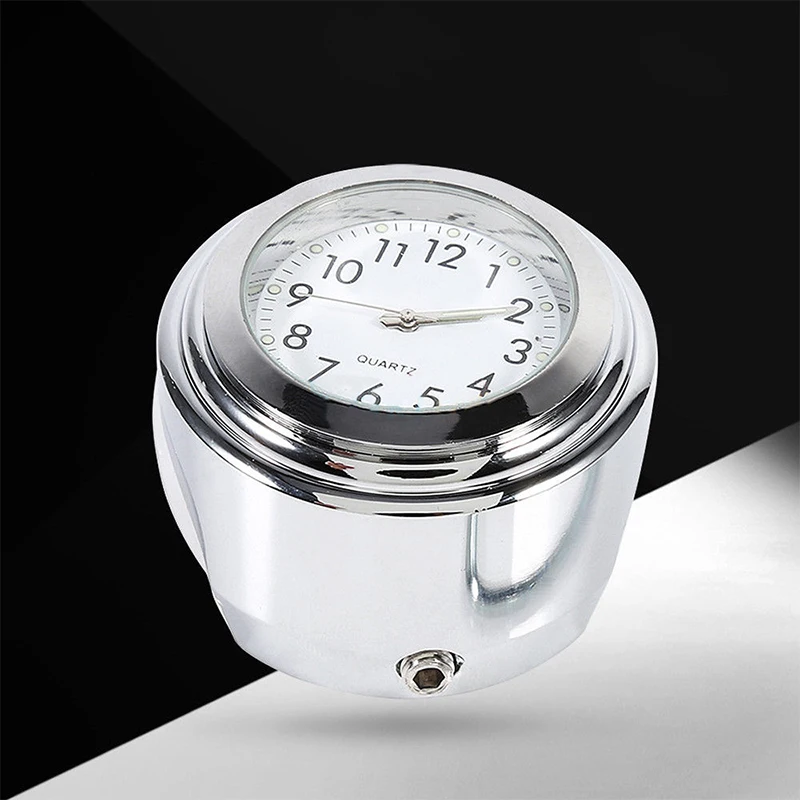 1 Pcs Universal Aluminum Luminous Clock Motorcycle Quartz Clock Waterproof Chrome Bike Handlebar Mount Watch