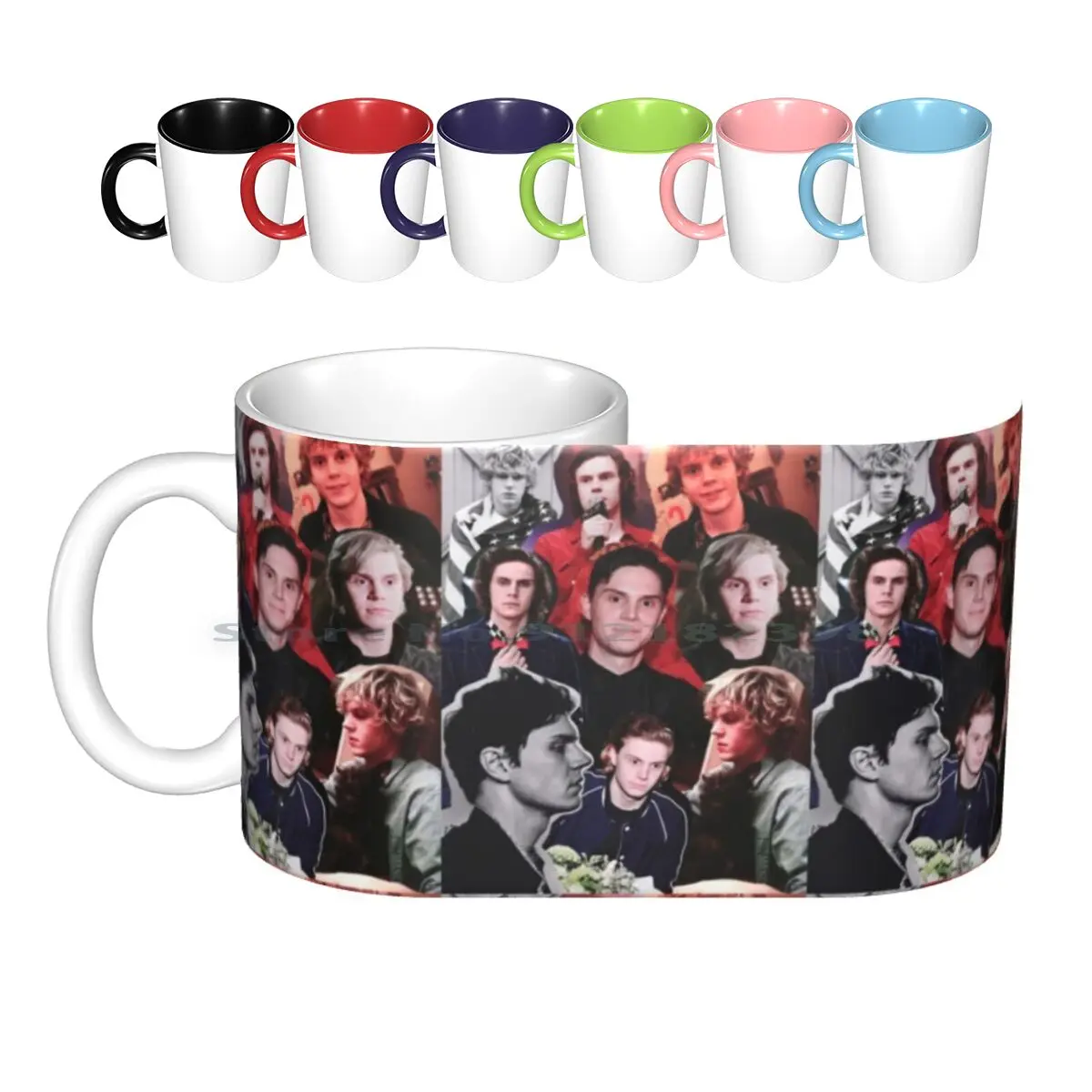 Evan Collage Ceramic Mugs Coffee Cups Milk Tea Mug Evan Collage Peters Edit Horror Red Actor 2019 2013 2015 Photoshoot Tate