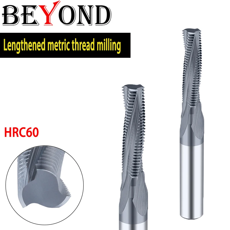 BEYOND Lengthened Metric M6 M8 M10 M12 Thread Milling Cutter For Tungsten Steel Full Tooth Type M5 M20 Alloy Carbide CNC Milling