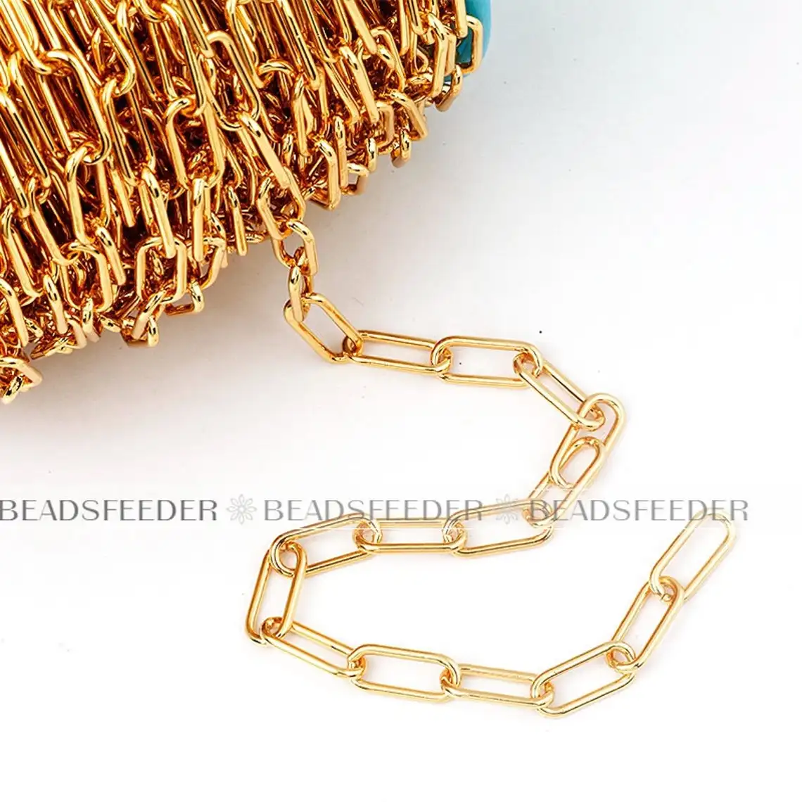 Farbige Ketten-Büroklammern aus Messing, klobig, oval, Weiß, Rosa, Lila, Schwarz, Silber, Gold, 7 mm Breite, 1 Meter Länge – Detail 5