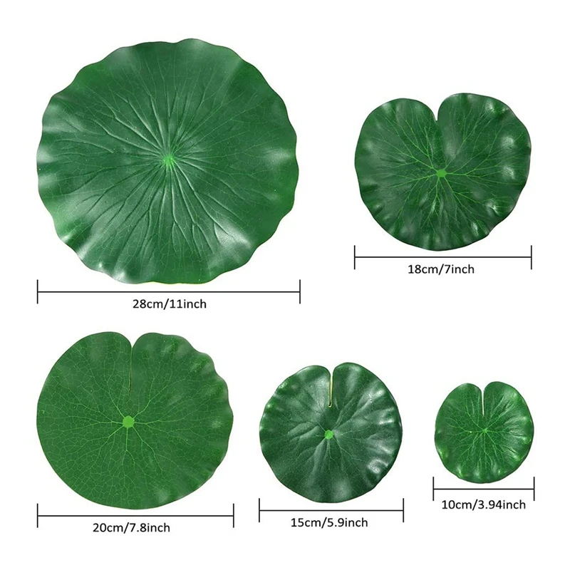 10 Pieces 5 Kinds Artificial Floating Foam Lotus Leaves Lily Pads Artificial Foliage Pond Decor for Pool Aquarium Decor CNIM Hot