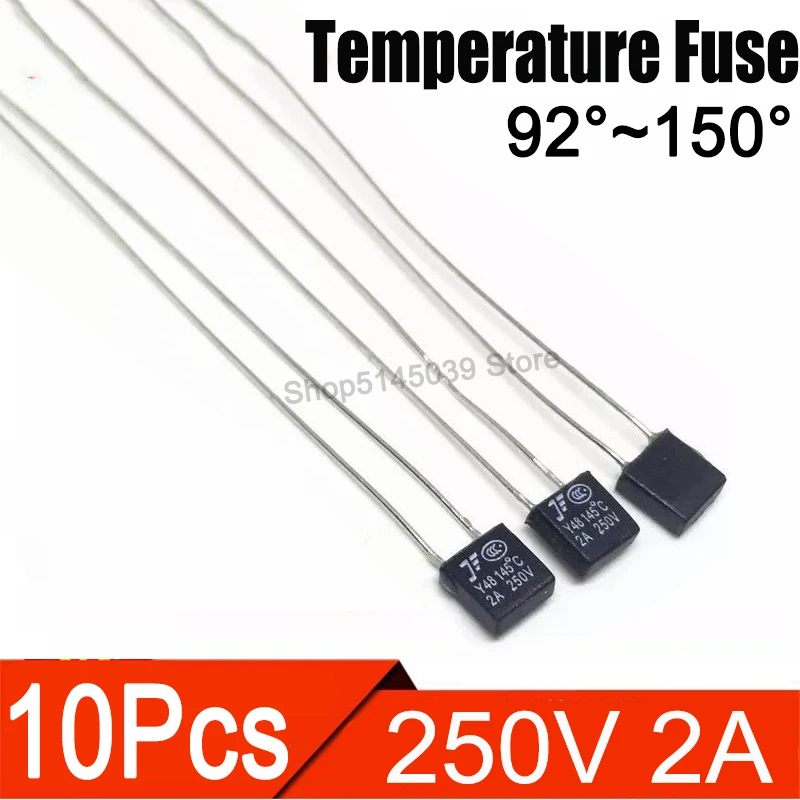 10Pcs/lot Black Square Fan Motor 250V 2A Thermal fuse LED Fues 92 95 105 110 115 120 125 130 135 140 145 150 degree Thermal fuse