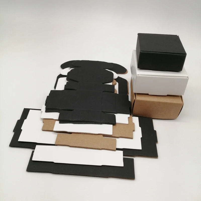 15pcs Jewelry Packing Paper Box Black/Kraft/White Paper Box for Gifts Candy Wedding Sweets Boxes Kraft Paper Storage Packing Box