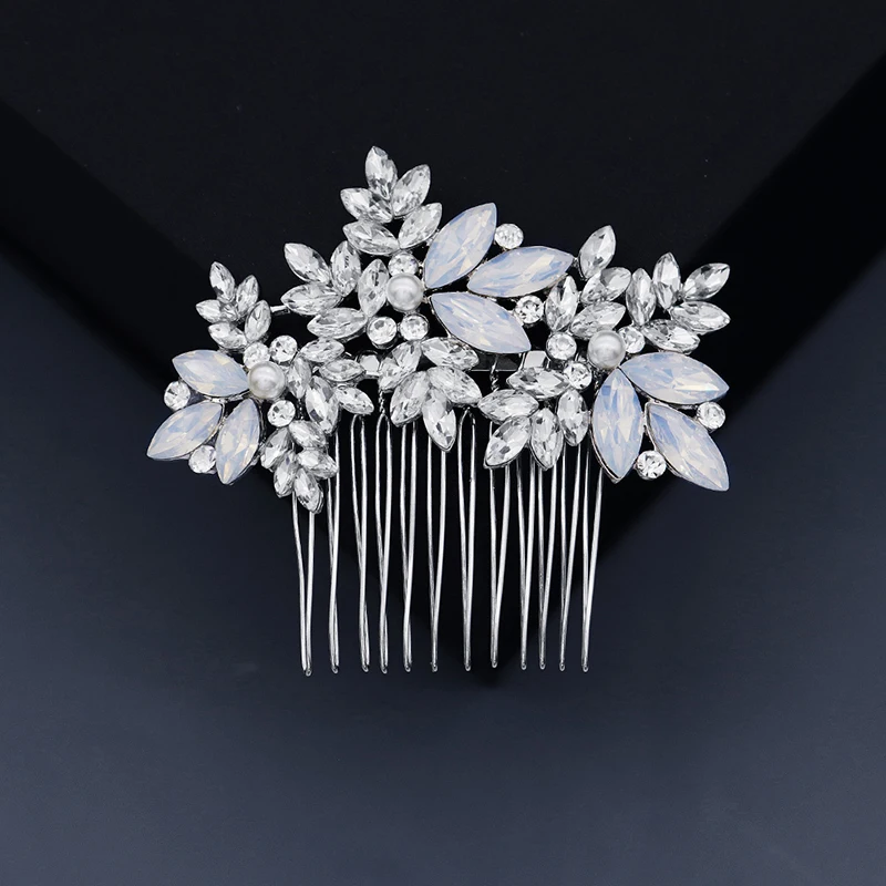 Efily-accesorios para el cabello de Boda nupcial para mujer, peines de pelo de Color plateado y cristal, tocado de novia, joyería de fiesta, regalo de dama de honor