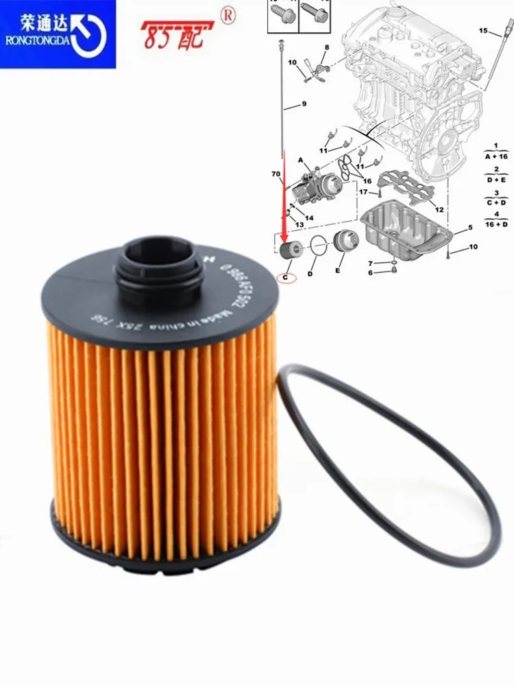 Oil filter 1612565980 9807989080 For Citroen C3/C4/C5 AIRCROSS/C6/DS5 For Peugeot 2008/3008/4008/5008/408/508 1.6THP