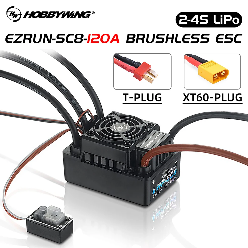 

Hobbywing EZRUN WP SC8 120A 2-4S Lipo Brushless Waterproof ESC Electric Speed Controller For 1/8 1/10 RC Short Course