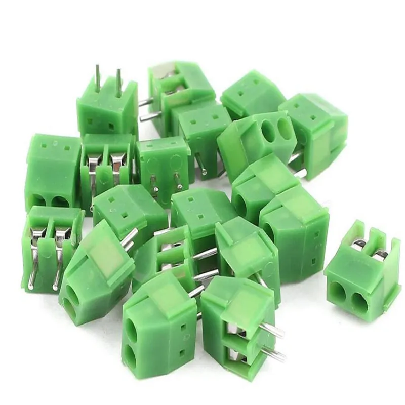 100PCS 3.5mm / 3.96mm Pitch Screw Terminal Connector 2 Pin 3 Pin Straight Leg KF350 Copper Green PCB Terminal Blocks Connectors