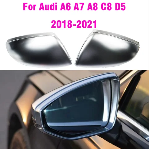 LHD 백미러 커버 캡, 아우디 신제품 A6 C8 A7 A8 D5 2018 2019 무광 실버 자동 사이드 미러 커버 교체