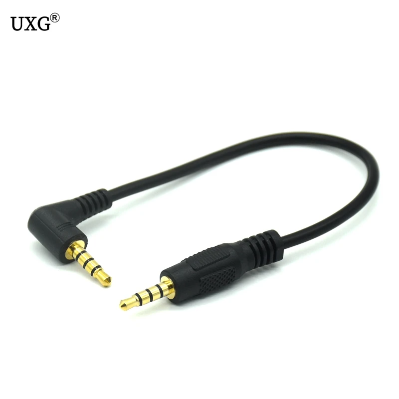 20CM 90 Degree Right Angle 4 Pole TRRS 3.5mm Aux Audio Short Cable Extender Adapter M/F 3.5mm for PC OR Mic-earphone