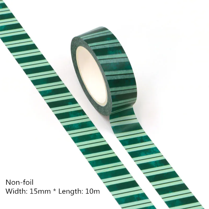 10PCS/lot 15MM*10M Blackish Green Dark green Stripe Cloud Decorative Washi Tape Scrapbooking Masking Tape School Office Supply