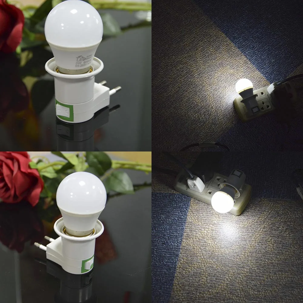 E27 Night Lamp EU Plug Light 220V 5W  Led Night Lights with switch socket E27 holder base night light