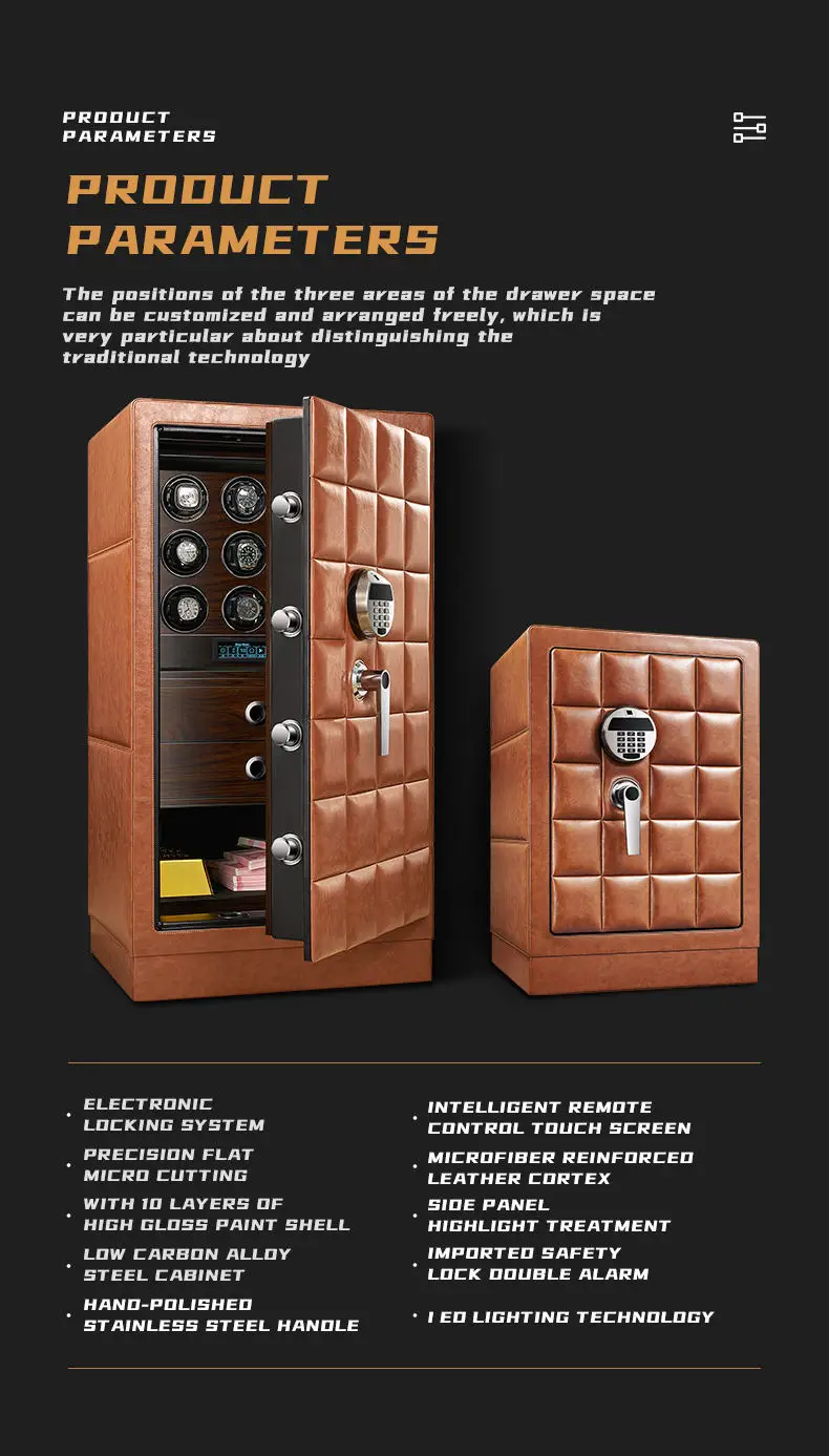 MELANCY New Design Watch Winder Safe Box Digital Eletronic Code Safe Body Packing Leather Safes