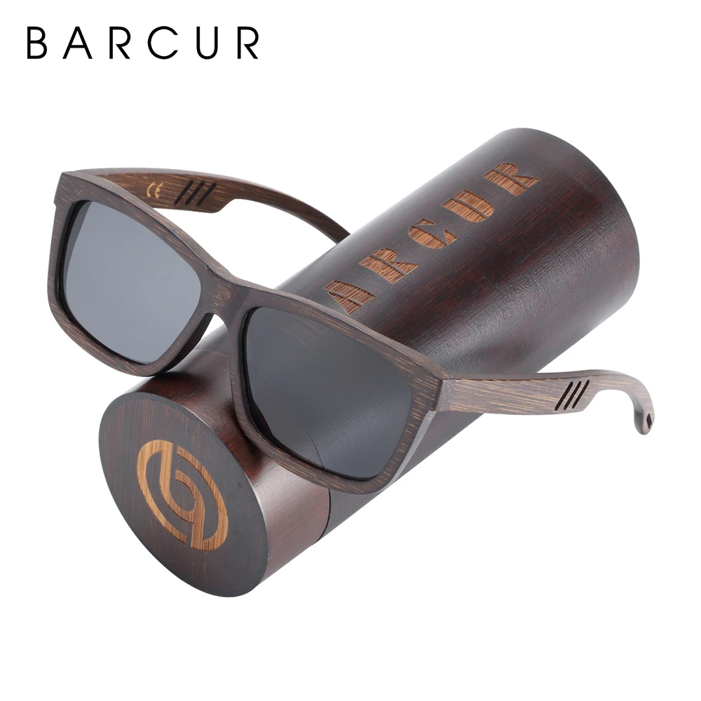 

BARCUR Brown Wooden Sunglasses Polarized Sun glasses for Men Women Vintage oculos de sol lunette de soleil femme