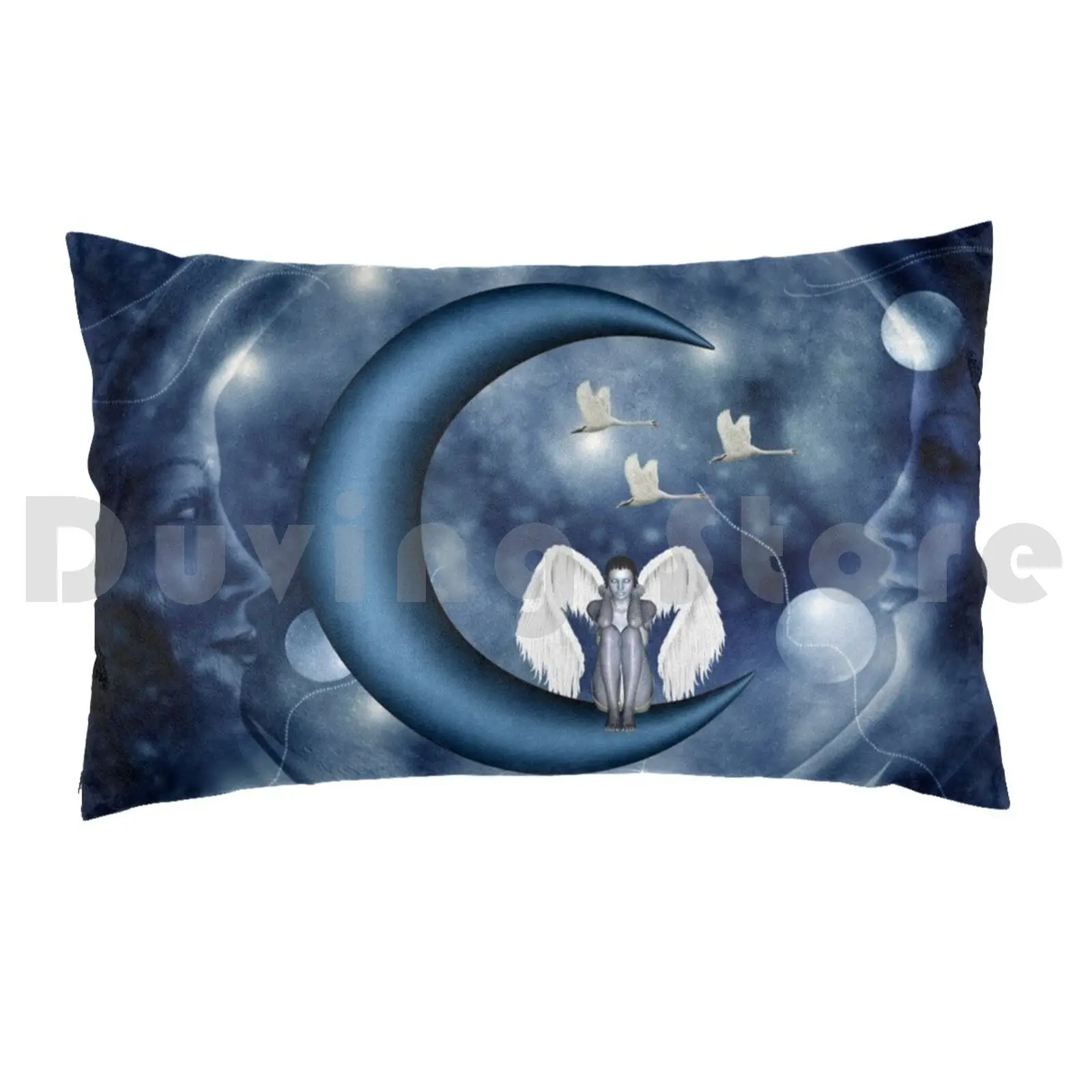 Beautiful Fairy Sitting On A Moon pillow Case 20 * 30 Inch Fairy Sitting Moon Night Fairytale Fantasy Womens Female