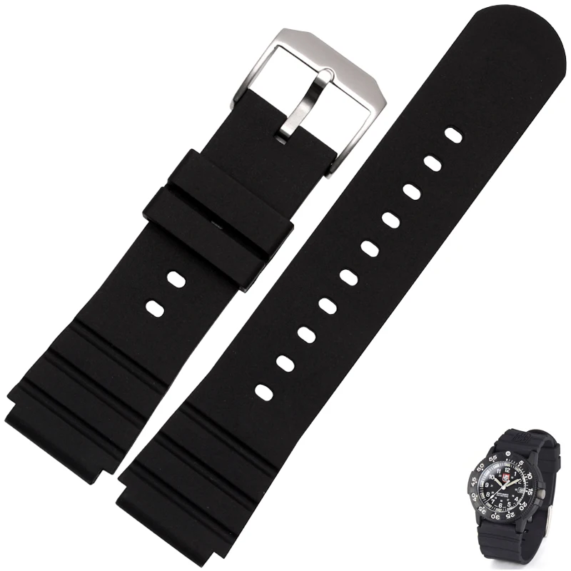 Silicone Rrubber Watchband for Luminox Military Diving Watch 3901/3001/3000  26*22mm Black Sports Waterproof Strap Bracelet