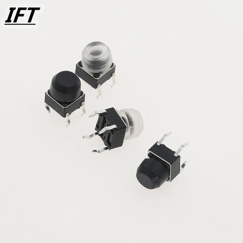 50pcs Free shopping 6*6mm transparent/black round button cap tactile switch cap for 6*6mm tactile switches