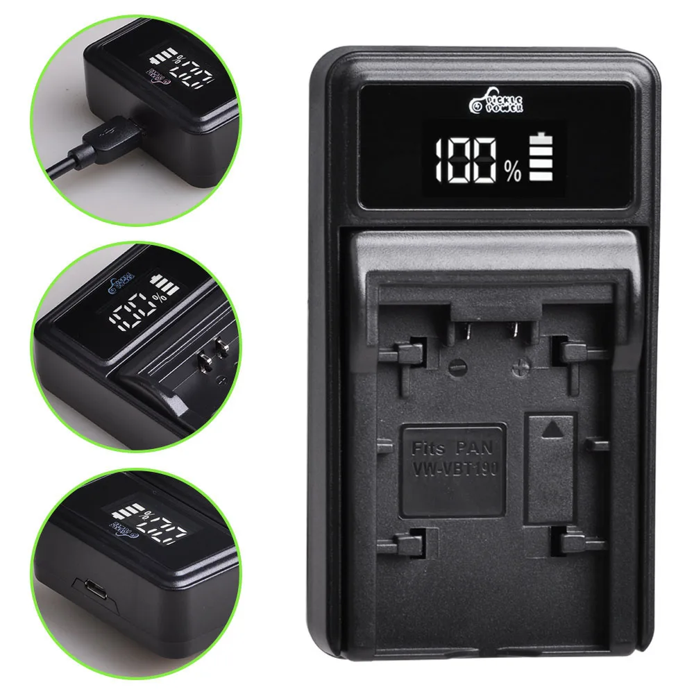 Pickle Power 3900mAh VW-VBT380 Battery+LED USB Charger for Panasonic HC-V720,HC-V727,HC-V730,HC-V750,HC-V757,HC-V760,HC-V770