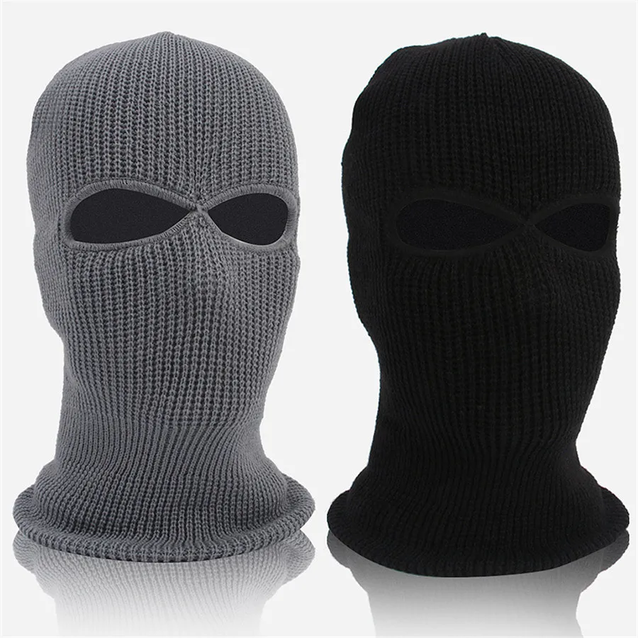 New Full Face Cover Mask Two 2 Hole Balaclava Knit Hat Army Tactical CS Winter Ski Cycling Mask Beanie Hat Scarf Warm Face Masks