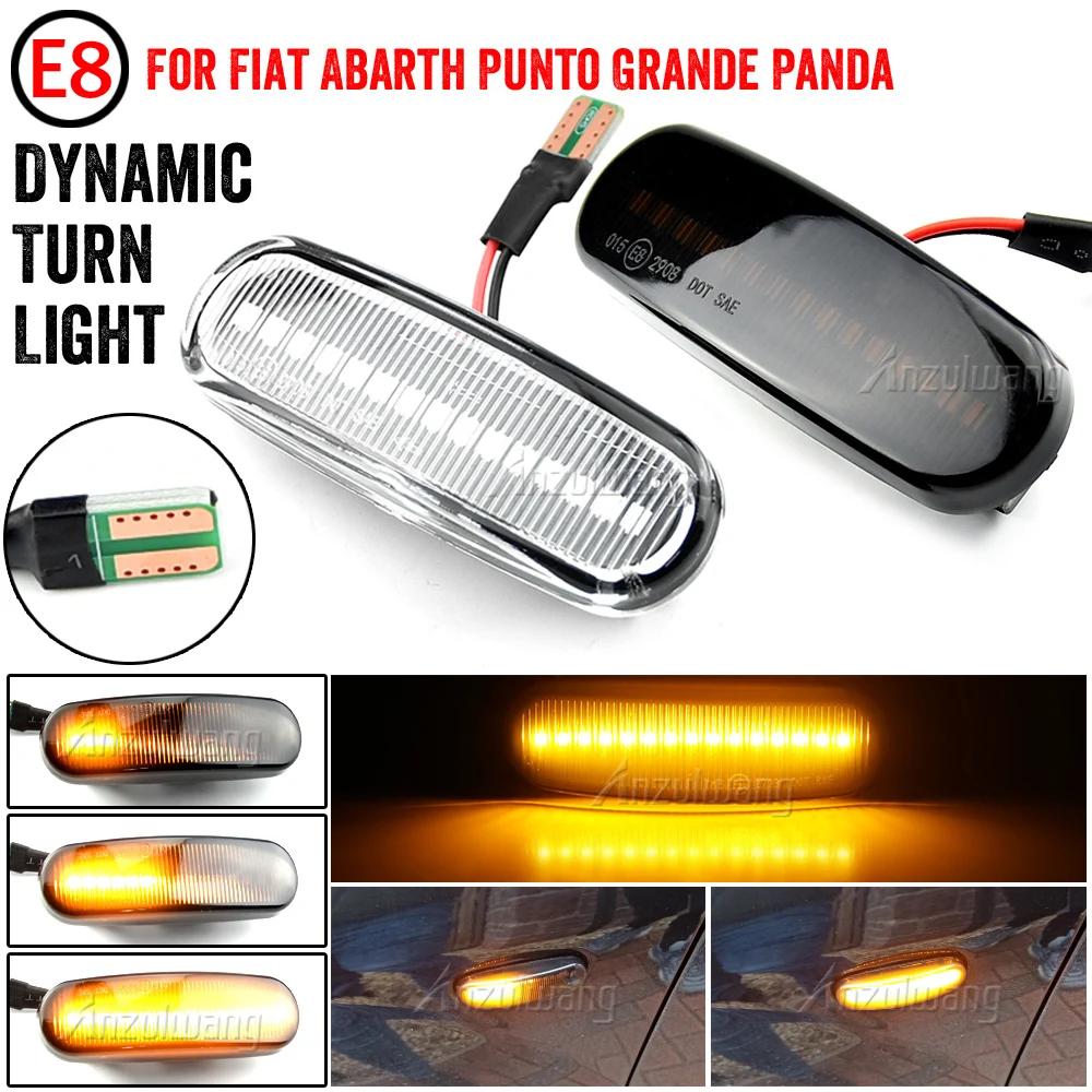 2 unidades para Fiat Panda 169 Grande Punto Inkl Evo Doblo Fiorino Linea Idea luz LED dinámica, marcador lateral, lámpara repetidora