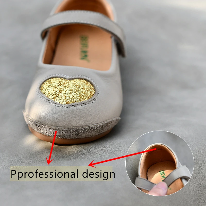 Full-grain Leather Girls Casual Shoes Kickproof Design Princess Baby Shoes Genuine Leather Children Sandals Kids Shoes