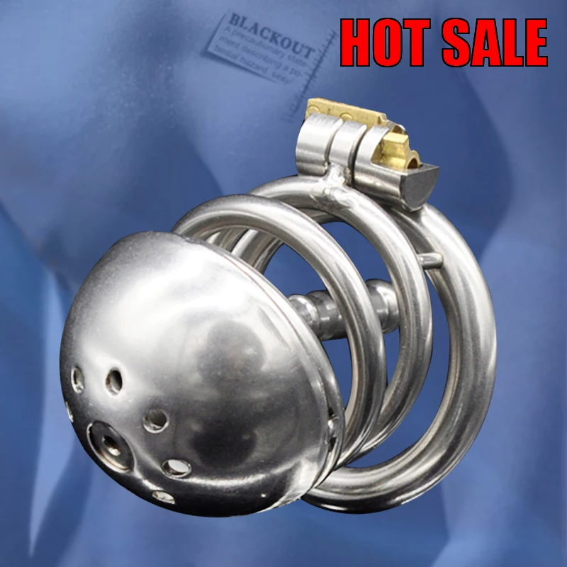 BLACKOUT 316 Stainless Steel Male Chastity Device with Catheter Cock Cage Virginity Lock Penis Ring Magic Lock Adult Sex Toys