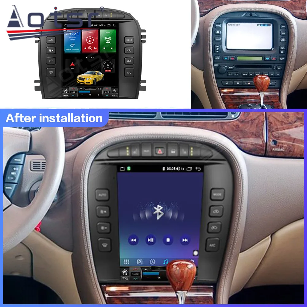 AI Voice vertical Screen Android 14 Multimedia Radio Receiver For Jaguar S-type Stype 2004~2009 GPS Navigation Player Head Unit