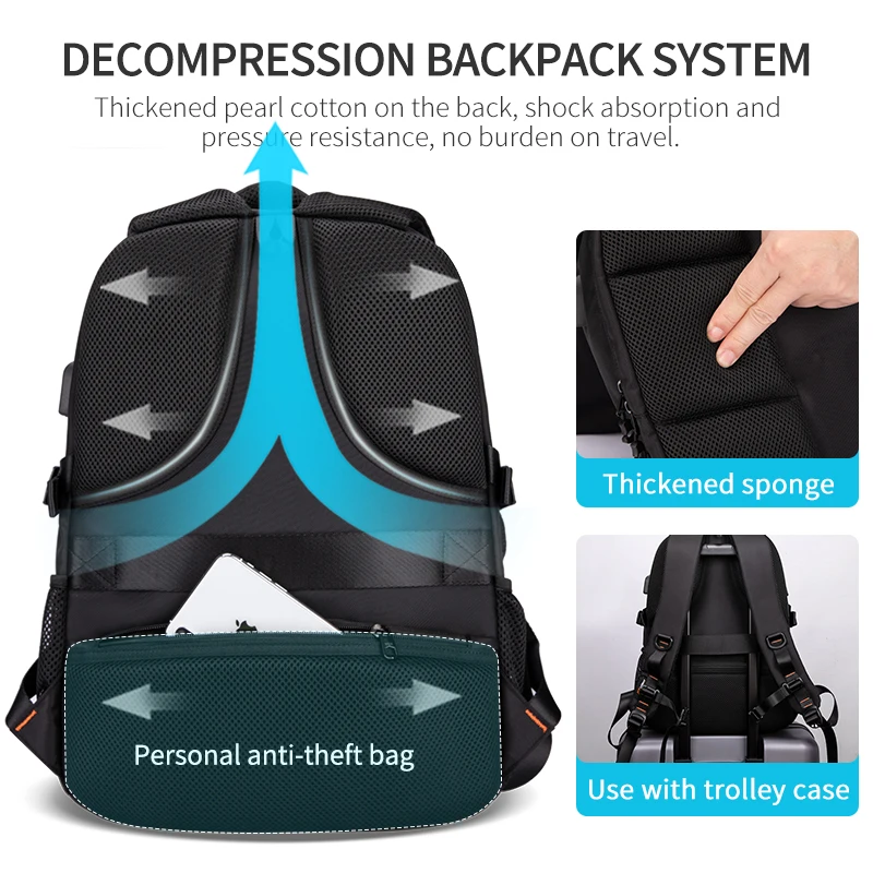 Heroic Knight Anti Theft Oxford 27L Large Capacity Men 15.6 Inch Laptop Backpacks School Fashion Travel Backpacking Male Bags