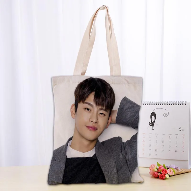 Personalizzato Seo In Guk KPOP Tote Bag Borse shopper a spalla in tessuto di cotone per le donne Borse per la spesa riutilizzabili pieghevoli