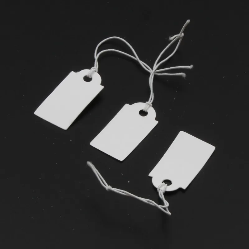 Wholesale 100pcs/lot Trend Rectangular Paper Price Tag White Blank String Jewelry Price Display Cards Promotion Label For Sales