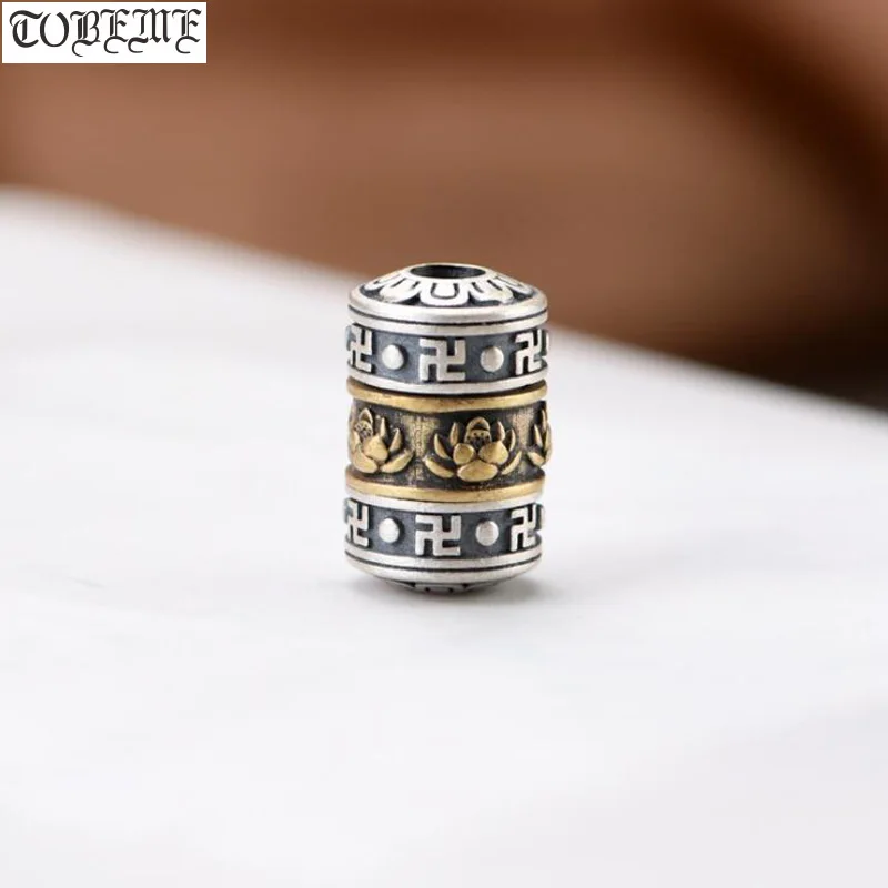 

100% 925 Silver Jewelry Beads Tibetan Lotus Bead Wanzi Symbol Bead Buddhist Wanzi Bead Lucky Symbol Beads DIY Jewelry Findings