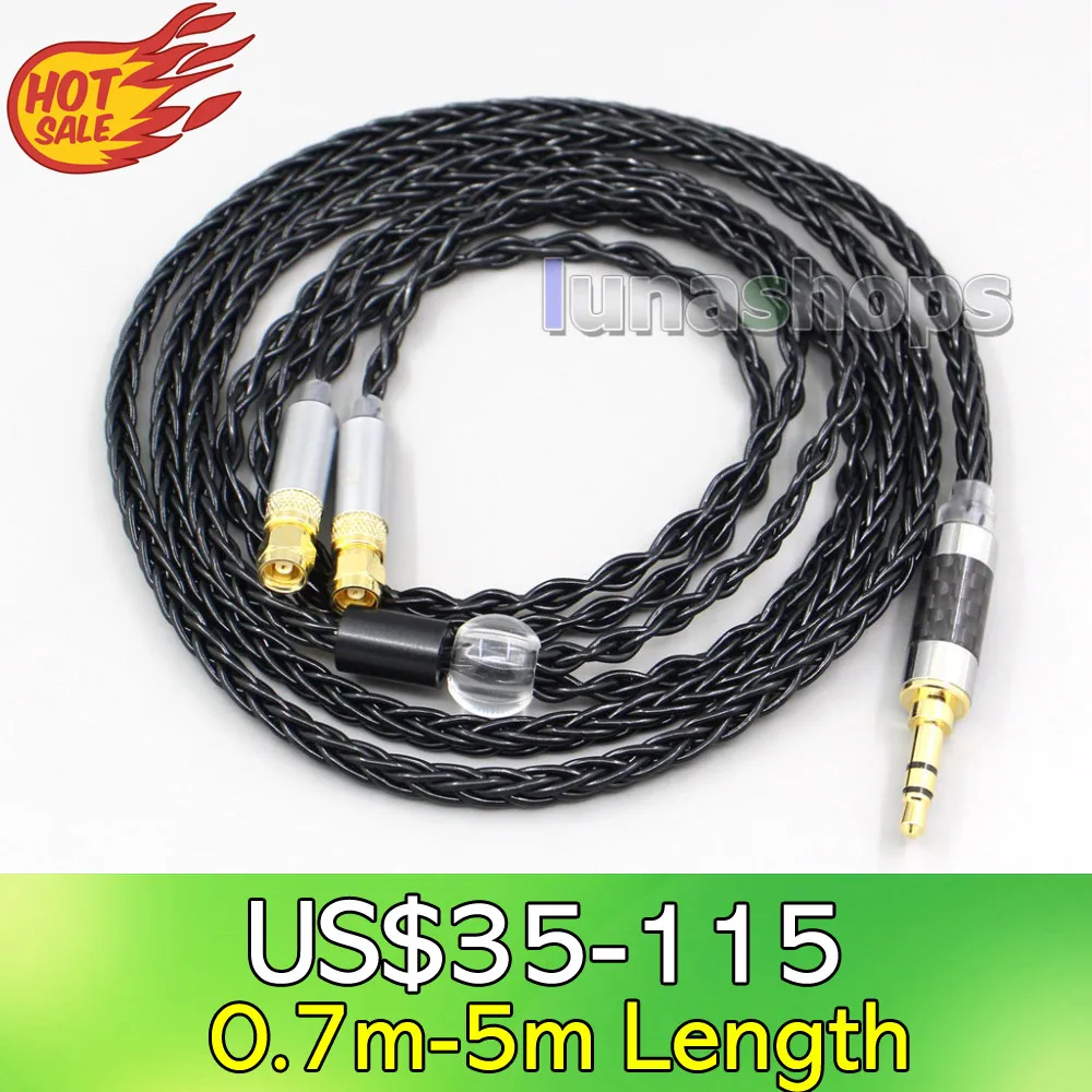 

LN006600 2.5mm 4.4mm XLR 8 Core Silver Plated Black Earphone Cable For HiFiMan HE400 HE5 HE6 HE300 HE4 HE500 HE6