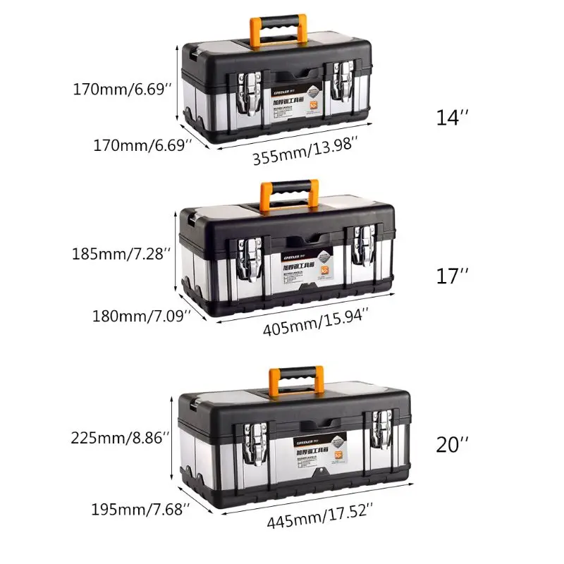Multifunctionele Dubbele Laag Rvs Gereedschapskist Plastic Draagbare Organizer