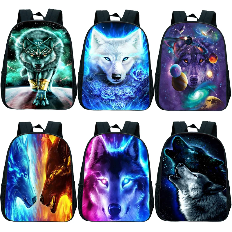 

Mochila Animal Wolf Backpack Primary Kindergarten Knapsack Kids 3D Printing School Bags Toddler Bookbag Back to School Backpacks