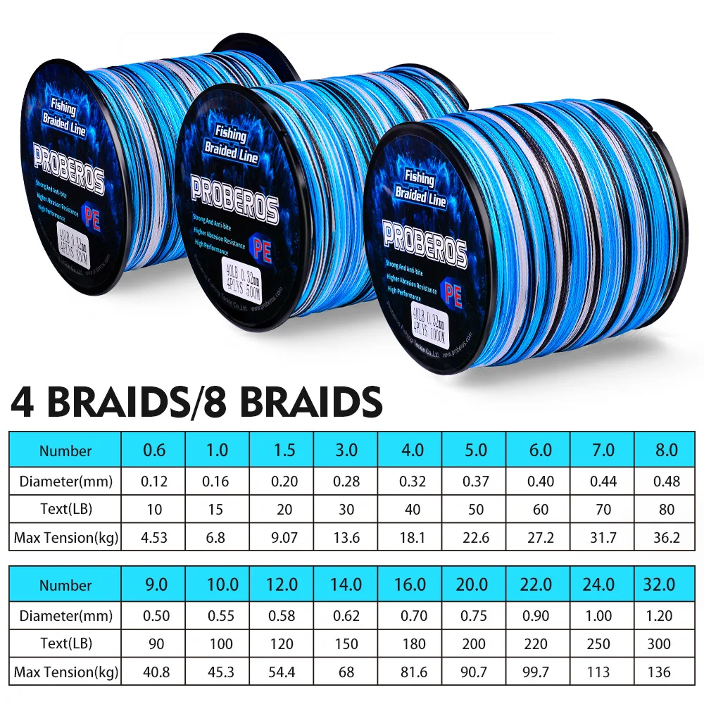 PROBERO 4&8 Braids Fishing Line 300-500-1000M Multifilament Weaves Line  10LB-100LB Wired PE Line for Bass Pike Fishing Tackle - AliExpress 18