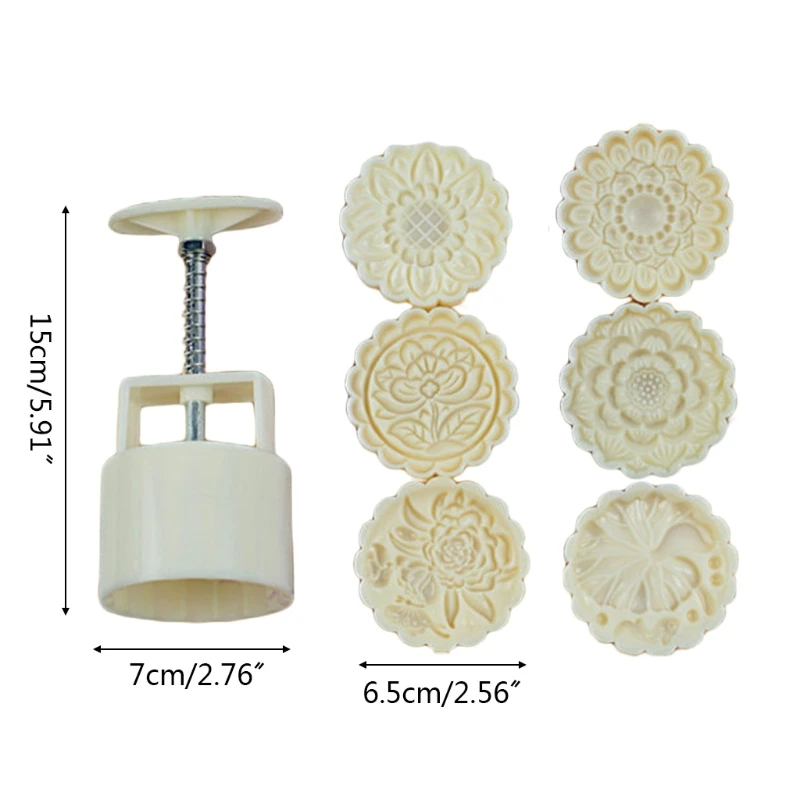 Plastic Mooncake Mold 100g 3D Flower Stamp Cookie Cutter Cake Mold Hand Pressure XX9B