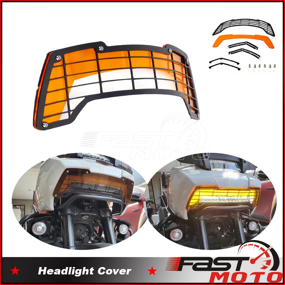 For HARLEY PAN AMERICA 1250 S PA1250 PANAMERICA1250 2021-up Motorcycle Headlight Guard Headlamp Grille Screen Protector Orange