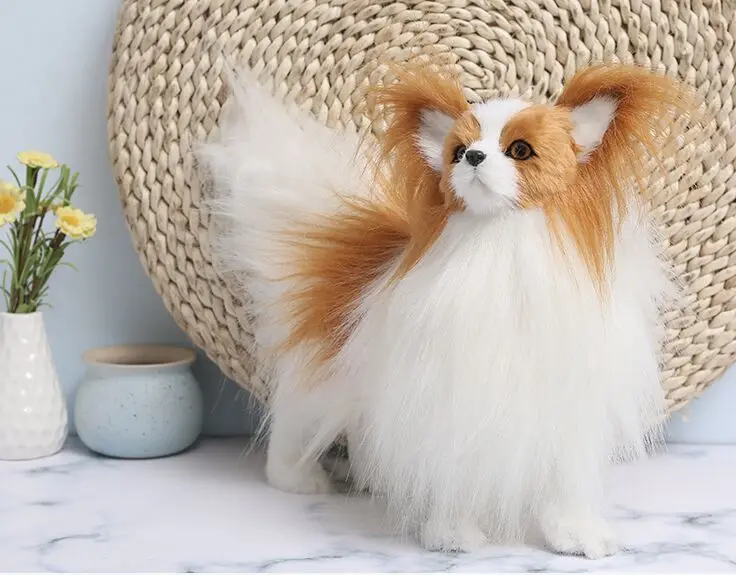 polyethylene&furs butterfly dog large 28x25cm lifelike Papillon hard model prop home decoration Xmas gift b0110