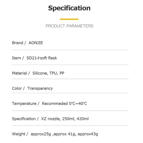 Imagen 2 del producto AONIJIE SD21 matraz blando plegable 250ml 420ml botella de agua hidratación vejiga de agua para correr maratón ciclismo Trail senderismo