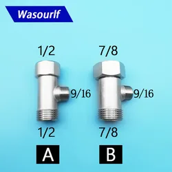 Wasourlf 황동 소재 화장실 어댑터, 티 모양 암수 스레드 1/2 7/8, 9/16 인치