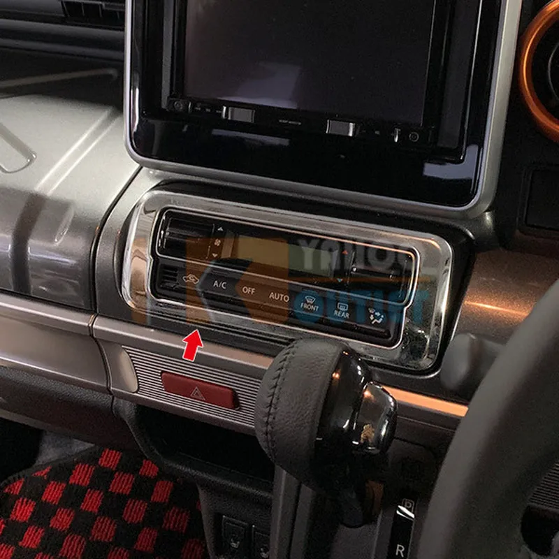 Durable Car Interior Decoration Accessories for Suzuki Spacia Custom SUS304 Car A/C Switch Panel Cover Auto Styling Stickers